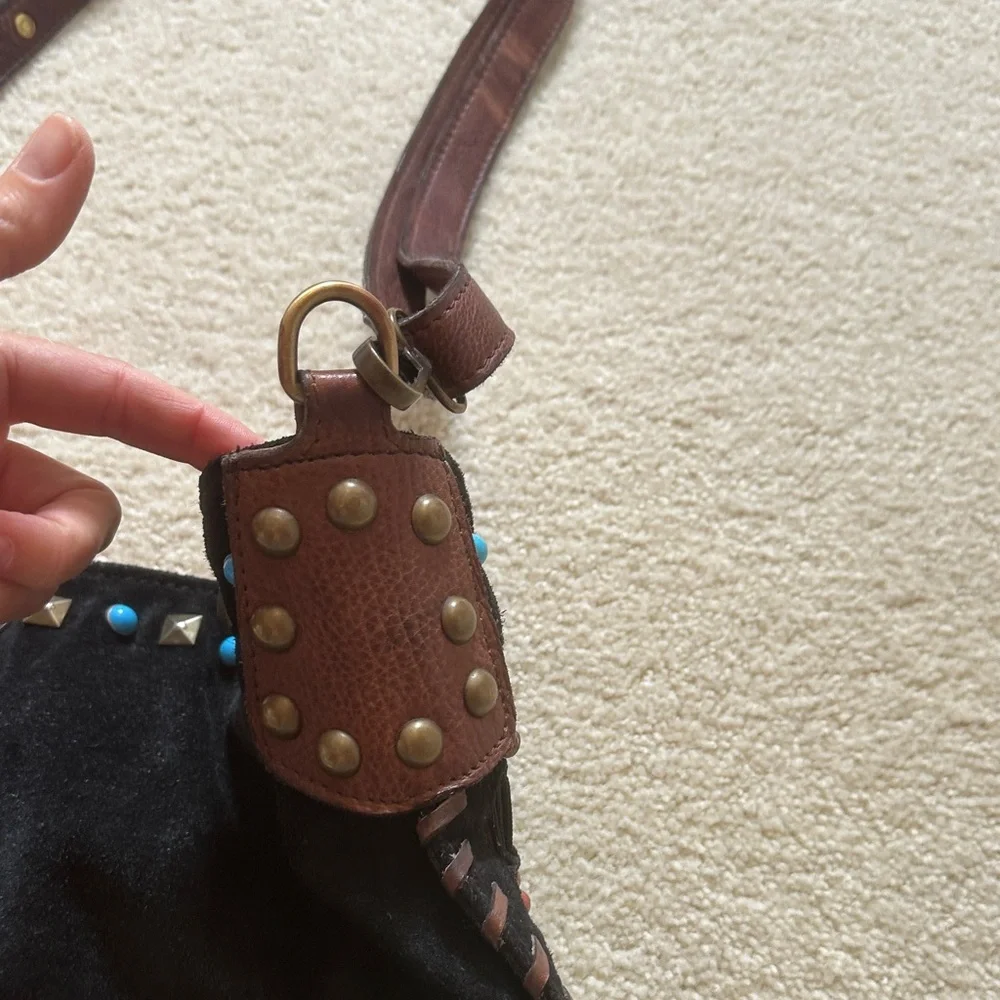 Free People Black and Red Boho Shoulder Bag - Picture 8 of 10